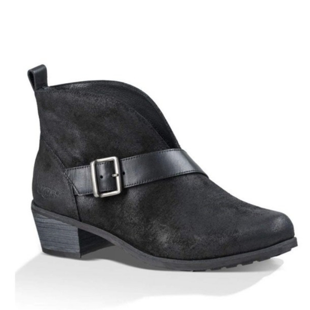 Ugg Australia Women Wright Ankle Leather Heels Boots shoes sz 7.5